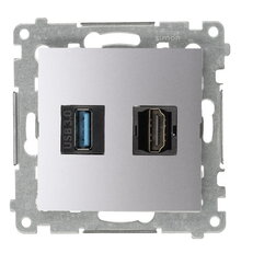 Zásuvka HDMI 1.4 + USB 3.0, stříbrná, HDMI standard: HDMI 1.4 DGHDUSB3.01/43