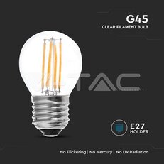 LED Bulb 4W Filament E27 G45 3000K VT-1980-N, V-TAC SKU214306