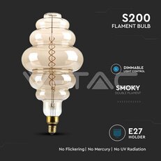 LED Bulb 8W Double Filament E27 S200 Smoky Dimmable 2000K VT-2188D, SKU217465