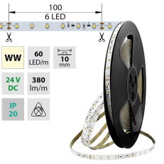 LED pásek SMD3528 WW,60LED, 4,8W/m, 20m