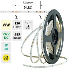 LED pásek SMD2216 WW, 120LED/m, 7,2W/m, DC 24V, 585lm/m, CRI90, IP20, 4mm, 10m