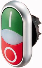 Eaton M22-DDL-GR-X1/X0 Dvojité tlačítko, zvýšené, bílá čočka, I/O zelená/červená