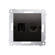 Zásuvka HDMI + počítačová zásuvka RJ45 kat.6, antracit mat, metalizované