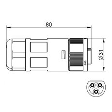 Zásuvka WP3/H32 konektorová kabelová ELEKTRO BEČOV J514540