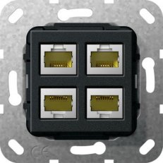 Modulární Jack MJ RJ45 Cat.6A 10GB 4x Gender changer vložka černá m GIRA 569810