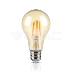LED žárovka V-TAC Filament 4W E27 A60 Amber 2200K Cover 2200K VT-214