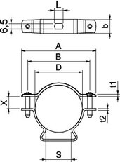 OBO ASL 733 53 G Distanční příchytka s připojovacím závitem M6 44-53mm Ocel