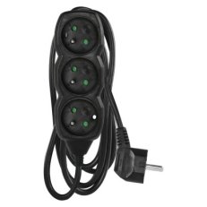 Prodlužovací kabel 2 m 3 zásuvky černý PVC 1mm2 EMOS PC0312