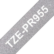 Páska BROTHER TZe-PR955 exklusivní stříbrná/bílá (24mm)