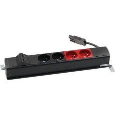 Standardní zásuvkový blok: 2x 250 V typ E + 2x 250 V UPS + 2x zásuvka RJ45 černý
