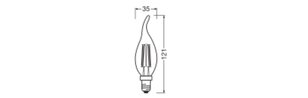 Světelný zdroj LEDVANCE LED CLASSIC BA DIM CRI90 S 3.4W 927 Clear E14