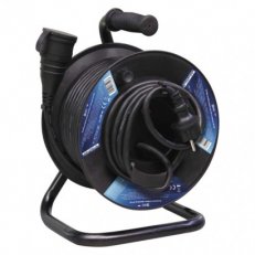Venkovní prodlužovací kabel na bubnu 25 m/1 zásuvka/černý/guma/230 V/1,5 mm2