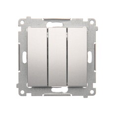 Trojitý spínač 3x 1 s orientačním podsvětlením LED, 10AX, 250V, stříbrná matná