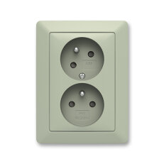 ABB ZONI Zásuvka dvojnásobná s ochr. kolíky olivová/bílá 5513T-C02157 143