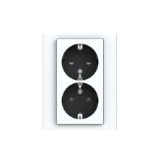 Dvojzásuvka ABB LEVIT s clonkami, bezšroub., bílá/kouř. černá 5522H-C03458 62W