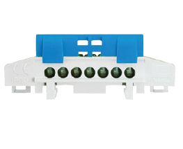 Propojovací můstek 7 svorek, modrý N, IP20, maximální průřez vodiče 16mm2