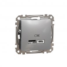 Sedna D/E Dvojitá USB A+C nabíječka 2.4A, Aluminium SCHNEIDER SDD113402