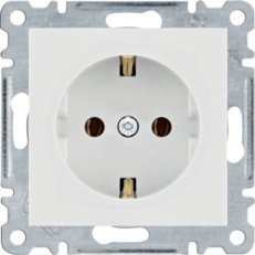 Hager WL1450 Zásuvka schuko, bezšroubová, bílá lesk
