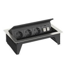 OBO DBK2-D4 D3S2K Stolní zásuvkový box 3x230V+2xRJ45 260x167x68 Nerez