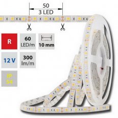 LED pásek SMD5050 červený, 60LED/m, 14,4W/m, 360lm/m, IP54, DC 12V, 10mm, 5m