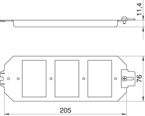OBO MTU 3 Základový nosník pro nosnou desku 208x76x12 sytě černá Ocel pás.zink