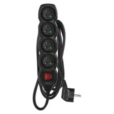 Prodlužovací kabel 3 m 4 zásuvky s vypínačem černý PVC 1,5mm2 EMOS PC1413R