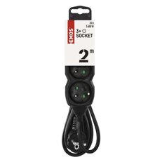 Prodlužovací kabel 2 m 3 zásuvky černý PVC 1mm2 EMOS PC0312