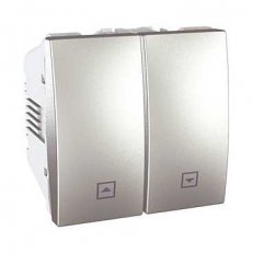 Unica Tlačítko dvojité ovládače žaluzií 1/0+1/0 Aluminium SCHNEIDER MGU3.207.30