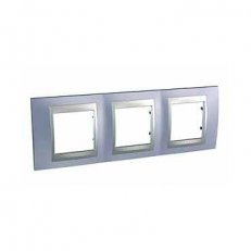 Unica Top Krycí rámeček trojnásobný Beryl Blue/Aluminium SCHNEIDER MGU66.006.098