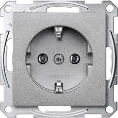 Merten Zásuvka 250V/16A SCHUKO šroubová clonky System M Aluminium MTN2401-0460