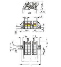 Konektor (zásuvka) úhlový CAGE CLAMP 2,5mm2 sv.šedá 15pól. WAGO 721-315/031-000