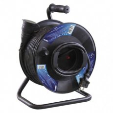 Venkovní prodlužovací kabel na bubnu 50 m/1 zásuvka/černý/guma/230 V/1,5 mm2