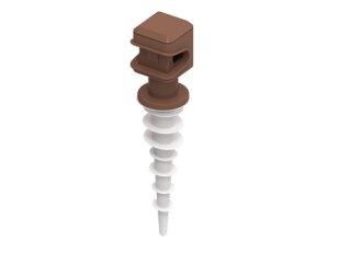 Plastový držák vedení d8mm, šroubovací do polystyrenu, cihlový, plast 310618