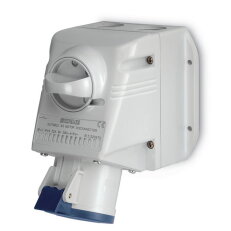 Nástěnná zásuvka s vypínačem SCAME OPTIMA šikmý box 2P+E 32A 6h/200-250V IP54