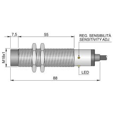Kapacitní senzor d18 mm AECO SC18SM-CE10 PNP NO+NC LC5