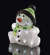 LED vánoční sněhulák, IP44, studená bílá, časovač