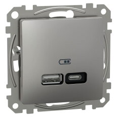 Rychlonabíječka, Sedna D/E, dvojitá USB A+C 21W, aluminium SCHNEIDER SDD113405