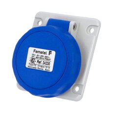 Vestavná zásuvka IP67/230V/16A/3P 6h, šikmá 10° - SpeedPRO FAMATEL 24230