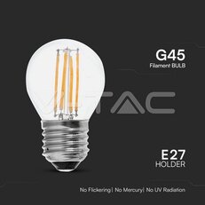 LED Bulb 6W Filament E27 G45 Clear Cover 6500K VT-2366, V-TAC SKU212844