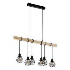 Závěsné svítidlo TOWNSHEND 5 černá/dub 360W IP20 EGLO 43133