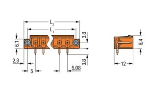 Konektor s pájecími piny THT, pájecí kontakt 1,0x1,0 mm, úhlové, oranžová 15pól.