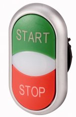 Eaton M22-DDL-GR-GB1/GB0 Dvojité tlačítko, bílá čočka, START/STOP zelená/červená