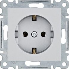 Hager WL1452 Zásuvka schuko, bezšroubová, stříbrná mat