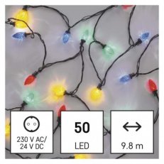 LED vánoční řetěz, barevné žárovky, 9,8 m, multicolor, multifunkce EMOS D5ZM01