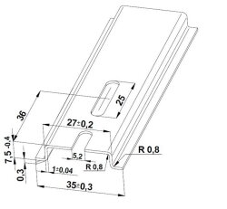 Lišta TH 35x7,5 - 2000 mm perforovaná, pozink modrý, 5,2x25, cena za kus E151113