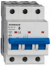 Instalační jistič AMPARO 10kA, B 10A, 3P SCHRACK AM018310--