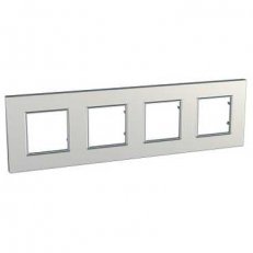 Unica Quadro Krycí rámeček čtyřnásobný, Silver SCHNEIDER MGU6.708.55