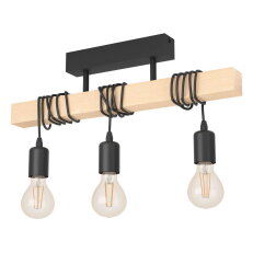 Stropní svítidlo TOWNSHEND černá/dřevo 3X60W IP20 EGLO 43511
