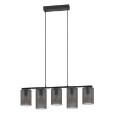 Závěsné svítidlo COLOMERA E27 černá/šedá 5X40W IP20 EGLO 901163