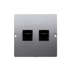Dvojnásobná počítačová zásuvka RJ45 kat. 5e, Inox KONTAKT SIMON BMF52.02/21